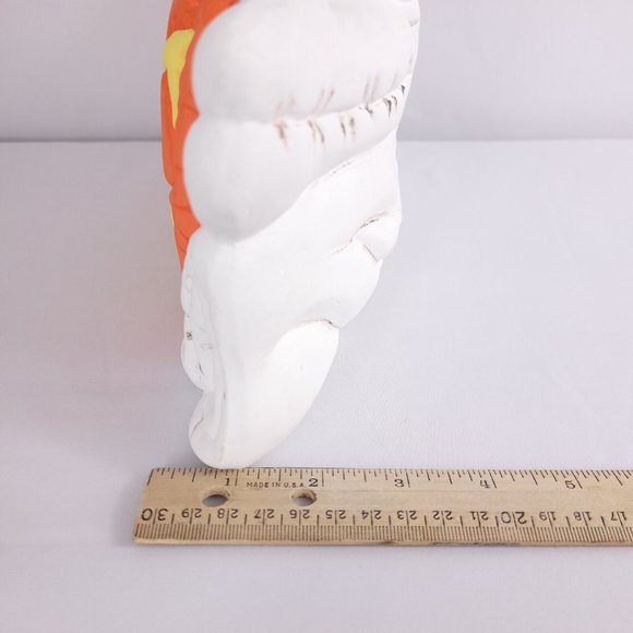 Handpainted Ghost w/ Jack O' Lantern Pumpkin Boo Mouth Ceramic Halloween Figure - Picture 8 of 8